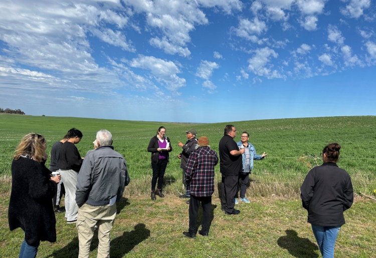 Photo  – Reference Group members on site in August 2024 - Chantel Weetra, Chyanne Shaw, Shakira Sumner, Uncle Russel Milera, Uncle Moogy Sumner, Uncle Clyde Rigney, Natasha Sumner, Anna Russo, Janice Rigney, Ali Abdullah-Highfold.